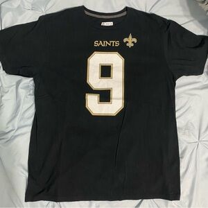 Black Saints Drew Brees T-Shirt with Gold # 9